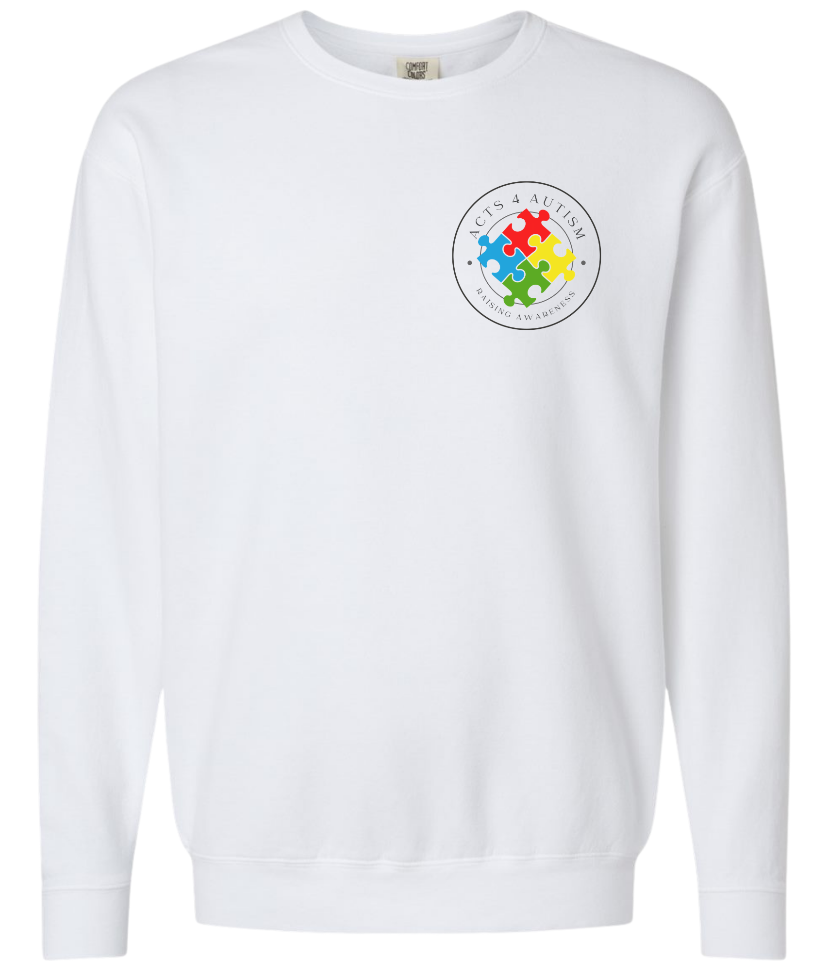 Acts 4 Autism Branded Crewneck Sweatshirt in White