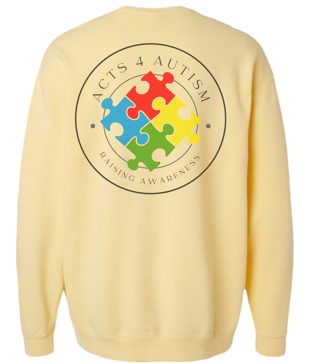Acts 4 Autism Branded Crewneck Sweatshirt in Butter