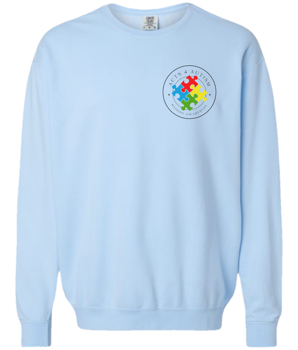 Acts 4 Autism Branded Crewneck Sweatshirt in Hydrangea